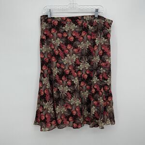 Nicole Miller Floral Midi Elastic Waist Skirt Y2k Size 14